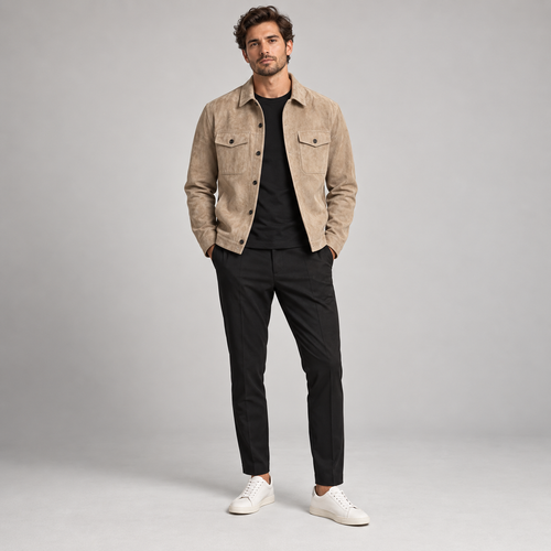Atlas Suede-Effect Jacket & Tapered Trouser Set