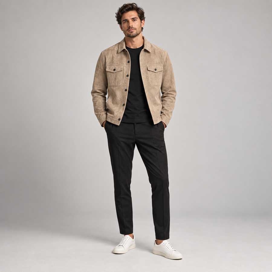 Atlas Suede-Effect Jacket & Tapered Trouser Set